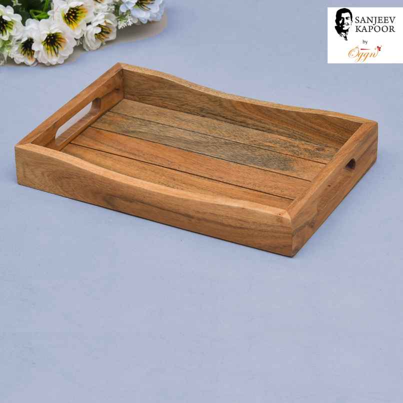 Sanjeev Kapoor by OGGN Wooden Taliya Ziri Tray Serving Tray,Snack,Breakfast,Coffee - 14x9 Inch Sanjeev Kapoor by OGGN Wooden Taliya Ziri Tray Serving Tray,Snack,Breakfast,Coffee - 14x9 Inch