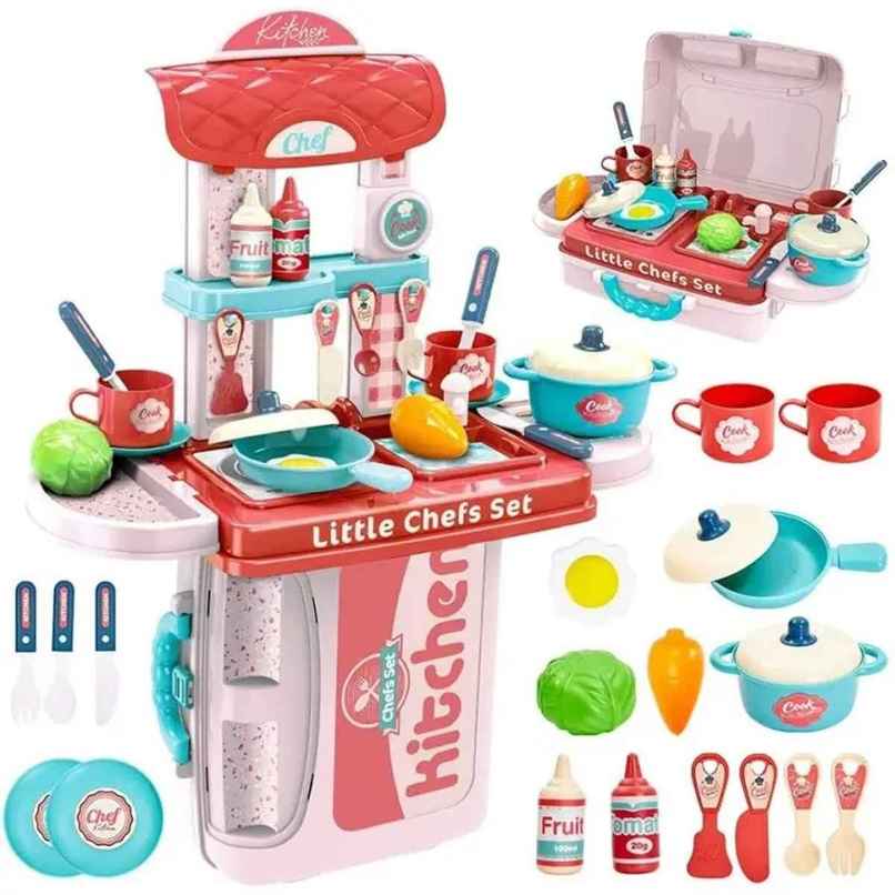 Fablue Portable Kitchen Play Set Toy With Cooking Utensils | For Kids and Girls 3+ Years Fablue Portable Kitchen Play Set Toy With Cooking Utensils | For Kids and Girls 3+ Years