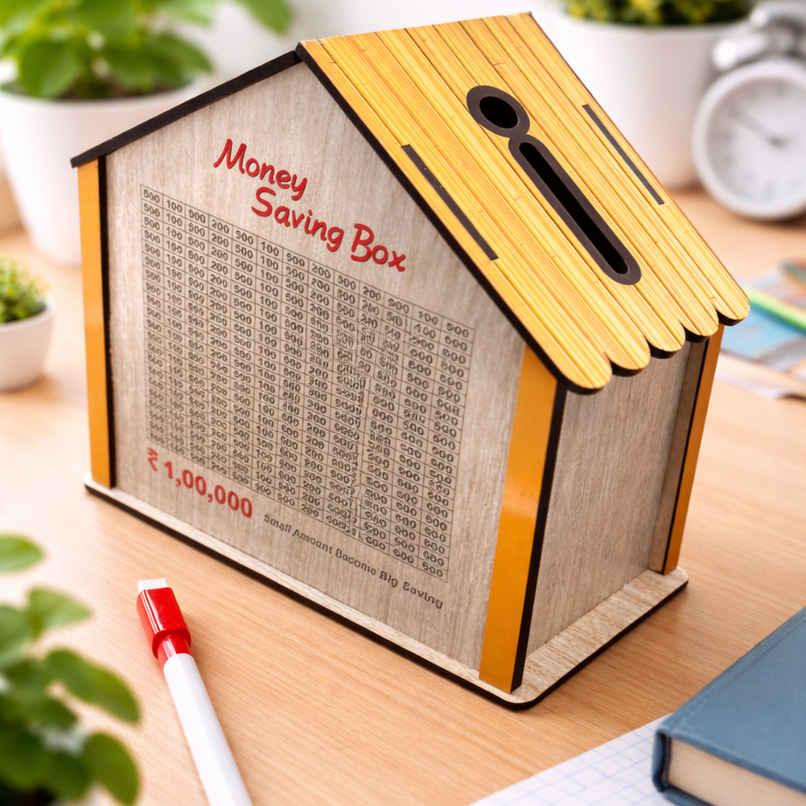 Fablue Number Wooden Home Design Money Bank for Kids
