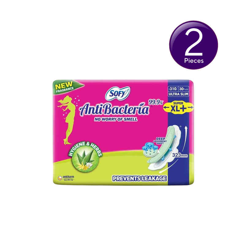 Sofy AntiBacteria XL+ Sanitary Pads |6 Layer Deep Absorption | 323mm Combo    