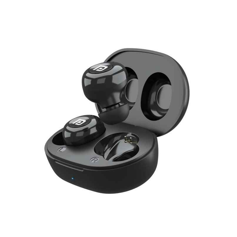 Portronics Harmonics Twins S3 Smart TWS Earbuds with 20 Hrs Playtime, Bluetooth 5.2, 8mm Drivers, Lightweight Design - Black