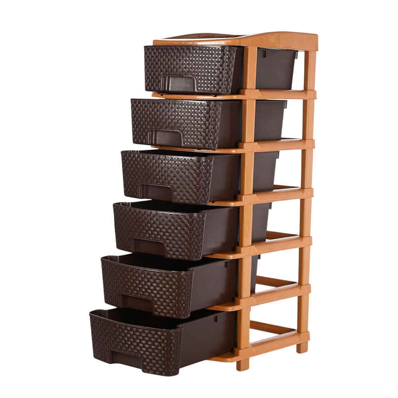 Kuber Industries Modular 6-Layer & 63 L Plastic Drawer Storage Organiser | Chocolate Brown Kuber Industries Modular 6-Layer & 63 L Plastic Drawer Storage Organiser | Chocolate Brown