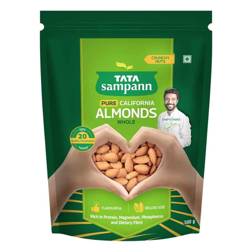 Tata Sampann Totally Pure California Almonds/Badam Giri | Whole Premium Quality