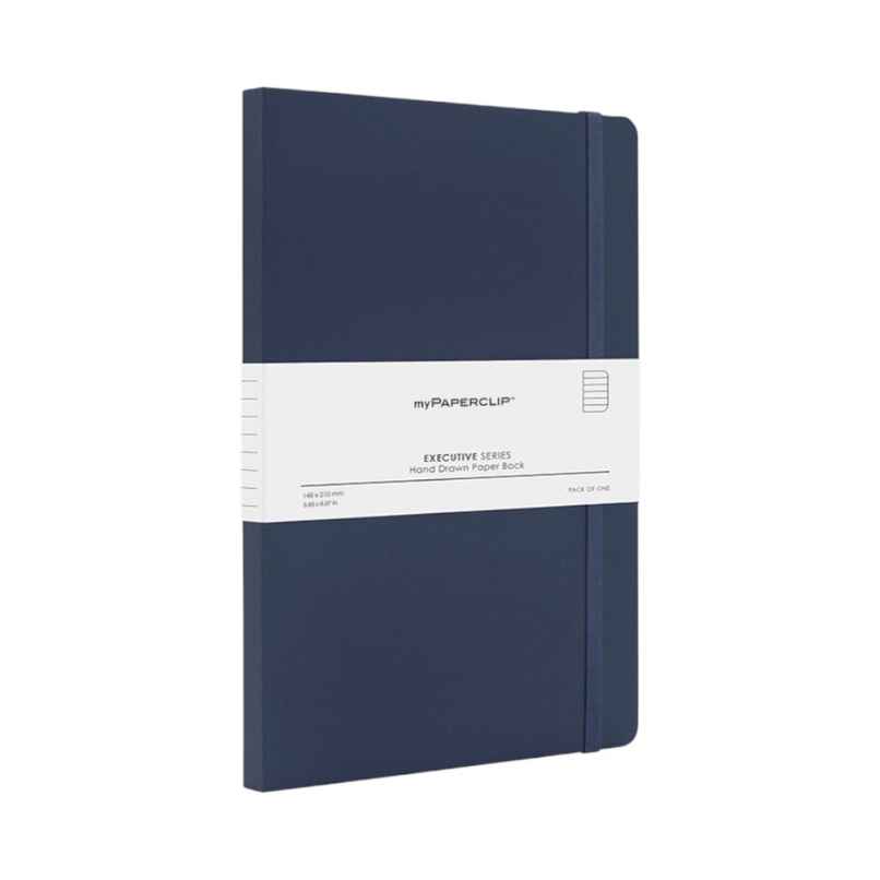 myPAPERCLIP Executive Series A5 Notebook | Blue | 240 Ruled Pages | 21 x 15 cm | Flat-Lay Design