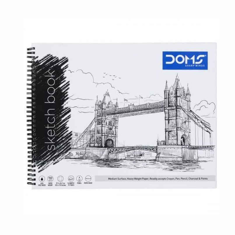 Doms Sketch Book Wiro- 150 gms Paper (72 Pages, 28 cm x 35 cm, Assorted Designs) Doms Sketch Book Wiro- 150 gms Paper (72 Pages, 28 cm x 35 cm, Assorted Designs)