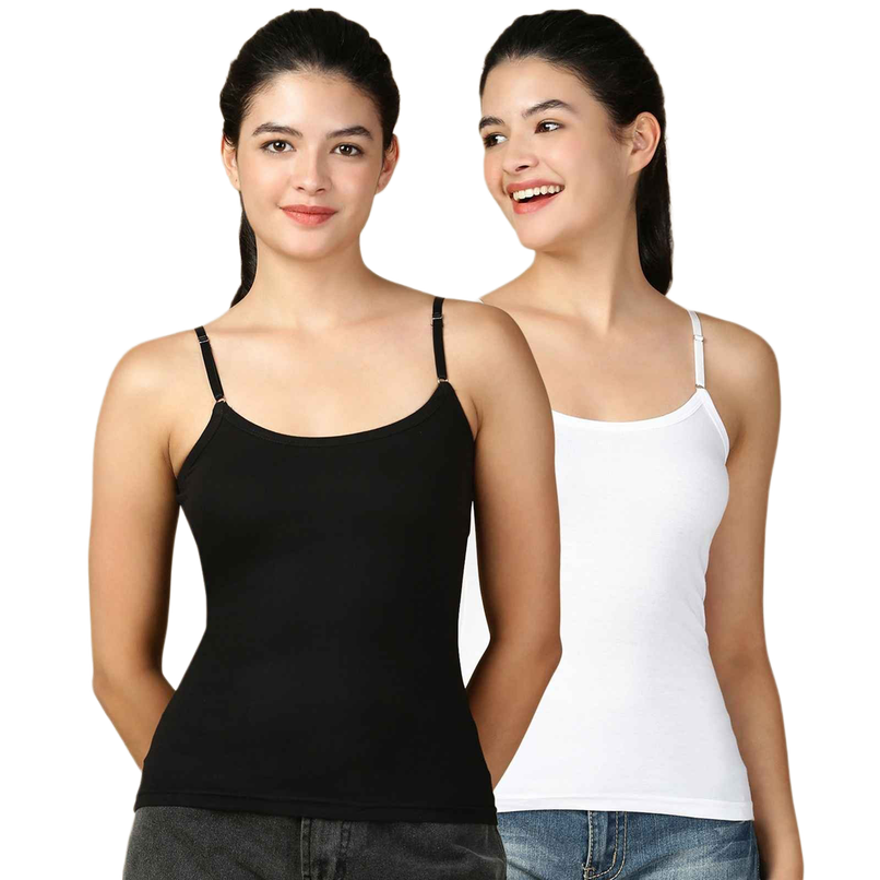 Lux Cozi Women s Premium Ultra Soft Cotton Camisole Black and White | Size-XL