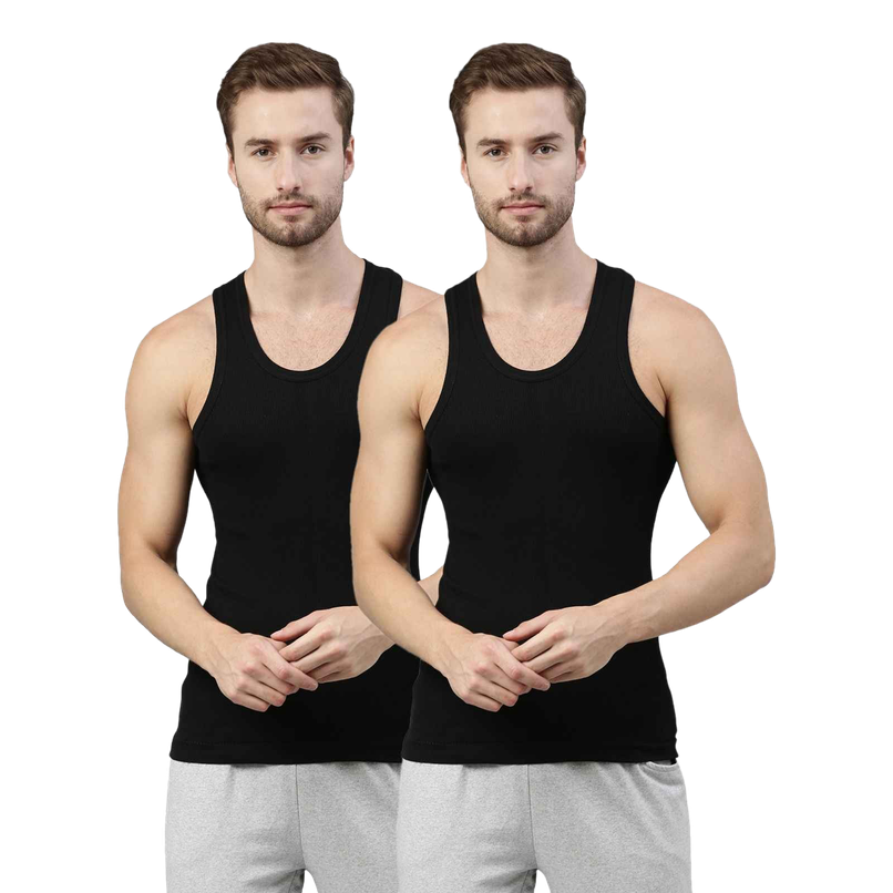 Dixcy Scott Originals Men's Super Combed Cotton Vest | Black - L