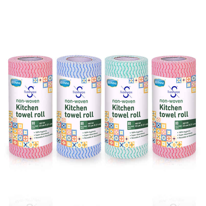 GINNI Superwipe Kitchen Towel Roll | 80 Pulls | 23 x 21 cm GINNI Superwipe Kitchen Towel Roll | 80 Pulls | 23 x 21 cm