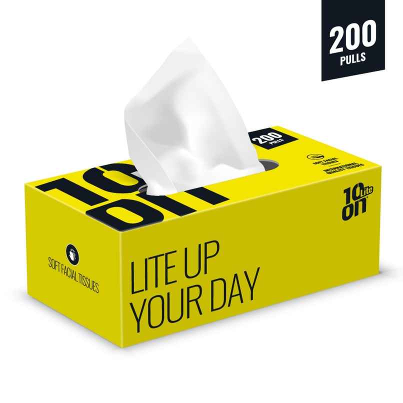 10'ON Lite Soft Facial Tissues Napkins | 200 Pulls