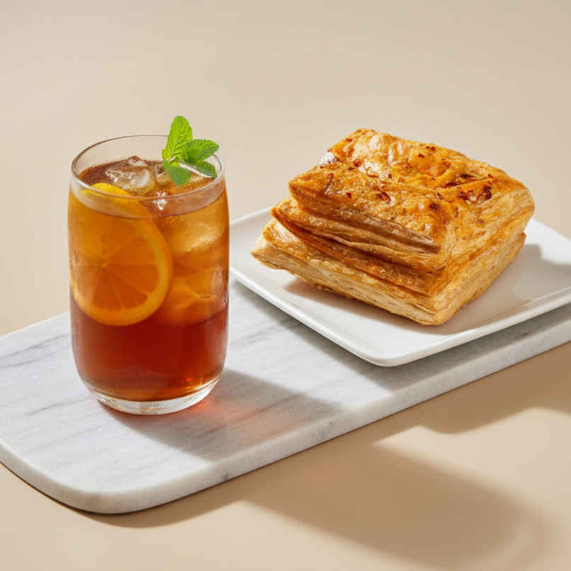 Veg Puff (1pc) & 250Ml Lemon Iced Tea (1pc) Combo Veg Puff (1pc) & 250Ml Lemon Iced Tea (1pc) Combo