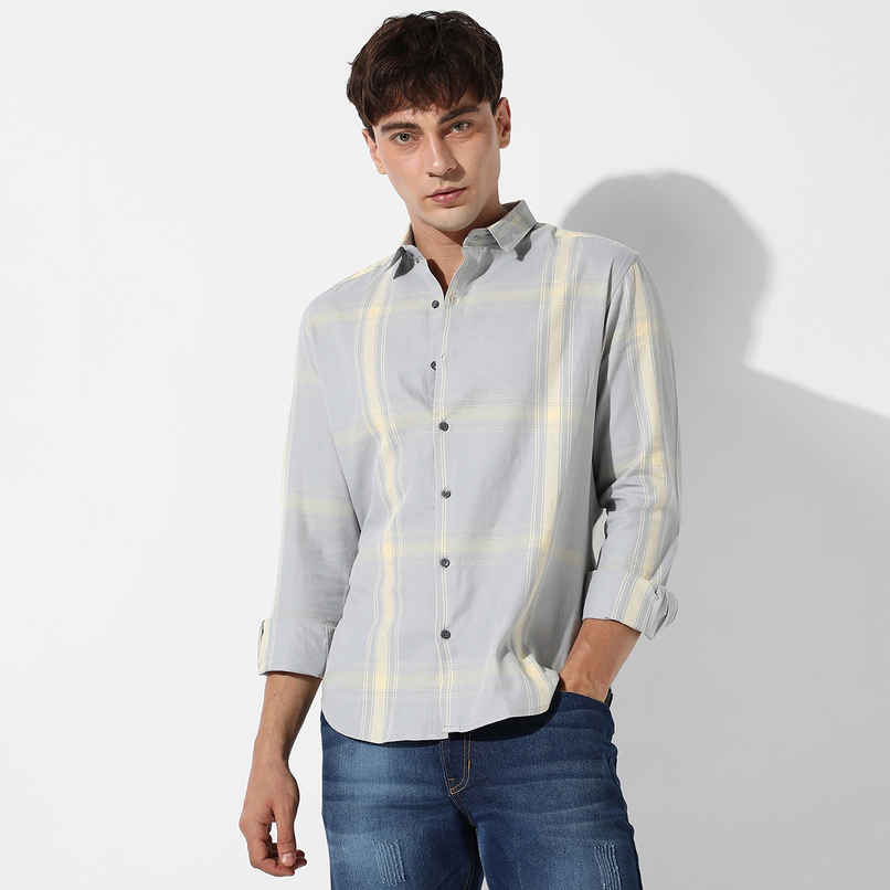 Campus Sutra Men's Tartan Plaid Shirt | Green - L Campus Sutra Men's Tartan Plaid Shirt | Green - L