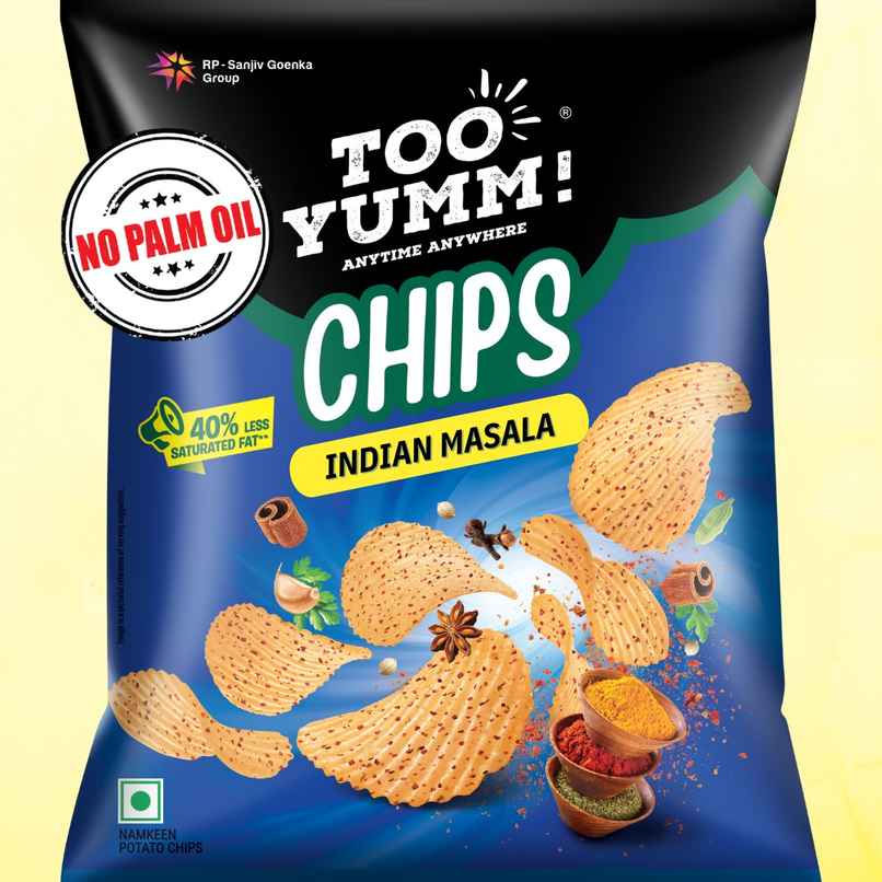 Too Yumm Indian Masala Potato Chips, 40% Less Saturated Fats, No Palm Oil Healthy Spicy Chips Too Yumm Indian Masala Potato Chips, 40% Less Saturated Fats, No Palm Oil Healthy Spicy Chips