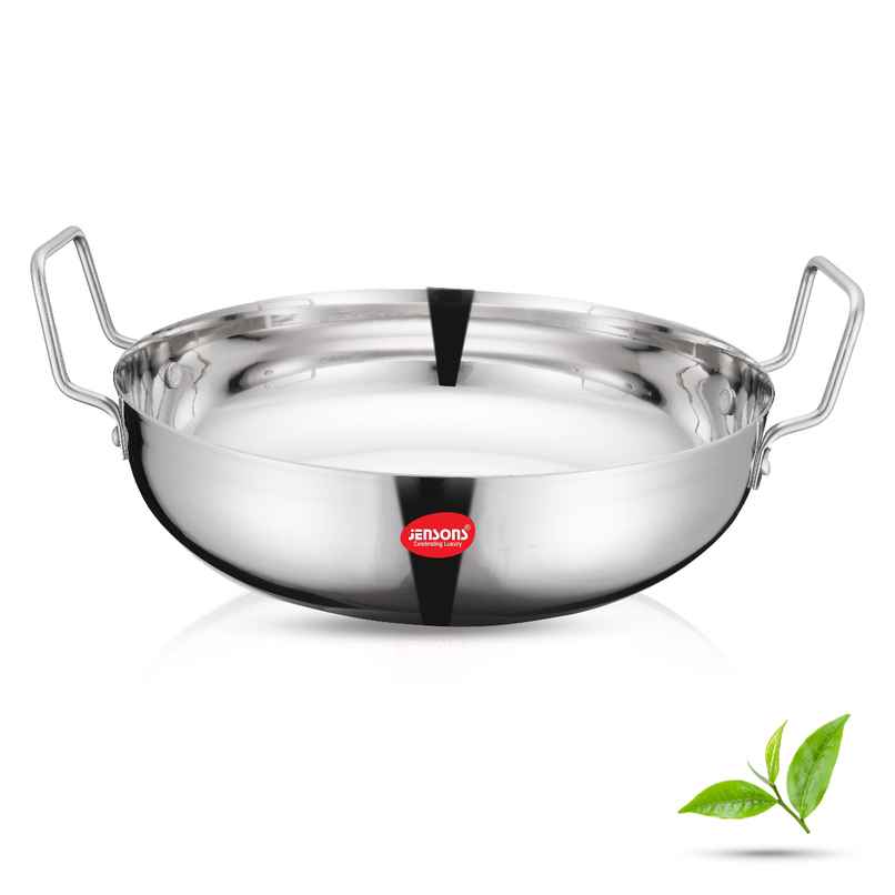 Jensons Stainless Steel Kadai 3 Litre | 27 cm | Induction & Gas Compatible |Deep Fry Pan|Heavy Duty