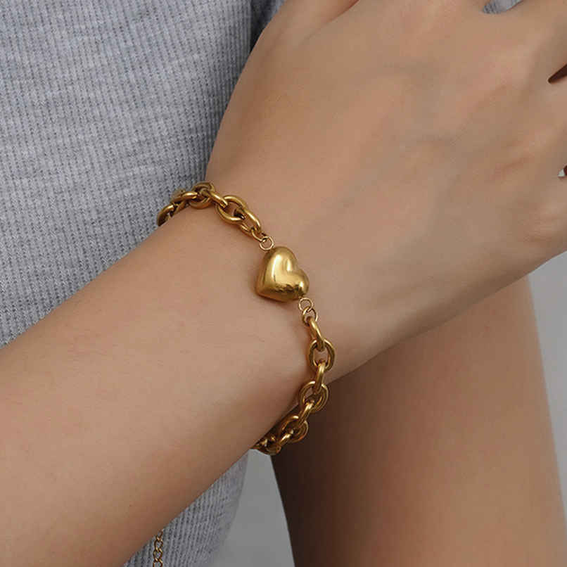 LabelShe Gold Plated Stainless Steel Heart Themed Bracelet | LS-BNG-16202