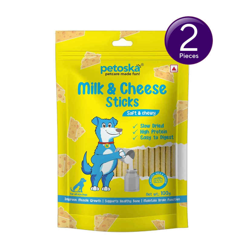 Petoska Dog Treats Milk & Cheese Chicken Sticks Combo