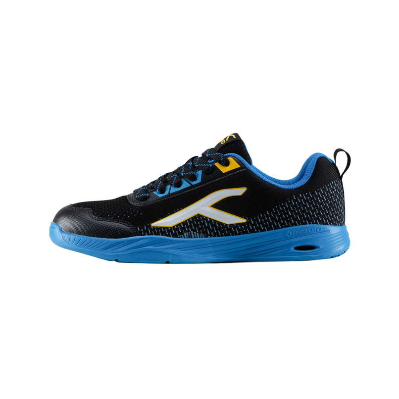 Hundred Unisex Court Flyer Non Marking Court Shoes | Black, Blue, & Yellow - UK 8 Hundred Unisex Court Flyer Non Marking Court Shoes | Black, Blue, & Yellow - UK 8