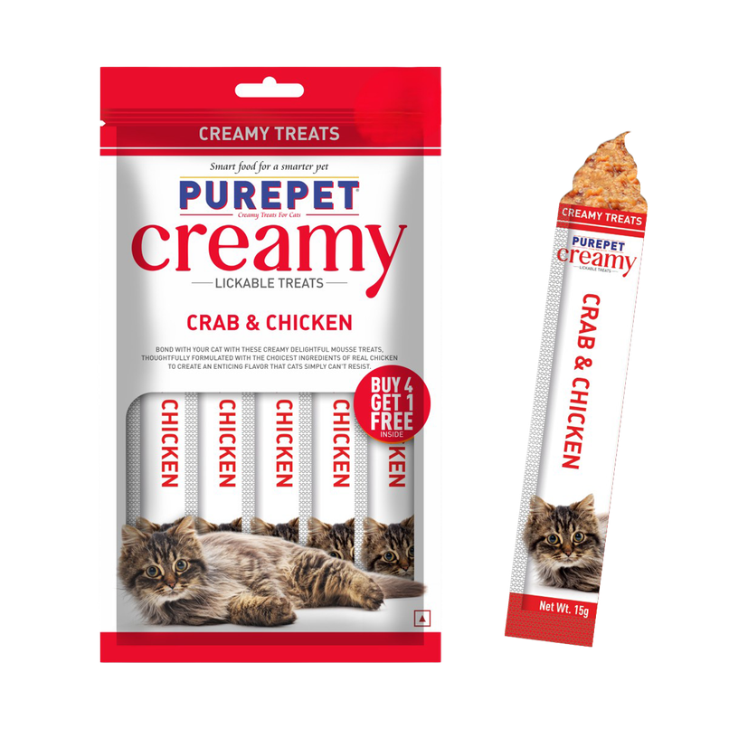 Purepet Crab and Chicken Creamy Lickable Cat Treats