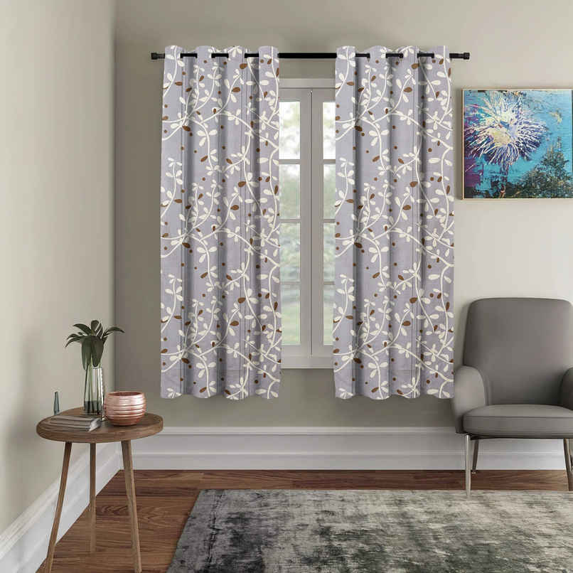BAY6 Polyester Window Curtains | Set of 2 | 5x4 ft | Grey