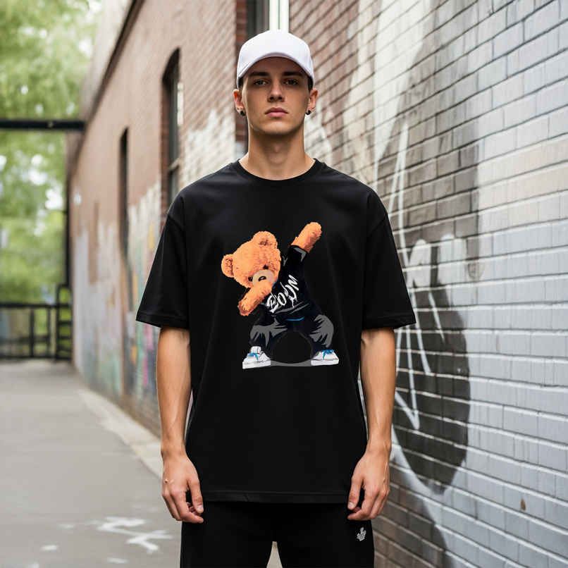 BENNY BROOKS Men's Round Neck half sleeve Oversized T-shirt |AA(ARN)BLACK152 | Black - M BENNY BROOKS Men's Round Neck half sleeve Oversized T-shirt |AA(ARN)BLACK152 | Black - M