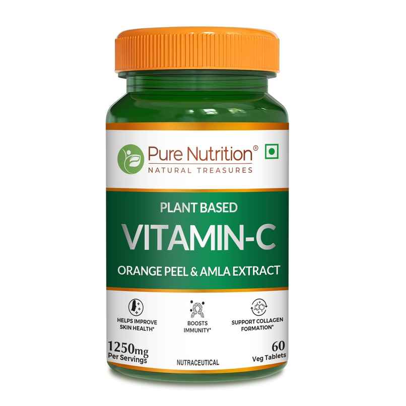 Pure Nutrition Vitamin C 1250mg | Amla & Orange Peel | 60 Veg Tablets Pure Nutrition Vitamin C 1250mg | Amla & Orange Peel | 60 Veg Tablets