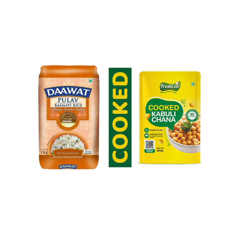 Daawat Pulav Basmati Rice | Long Grain (1kg) & Freshcon Cooked Rajma | Kidney Beans (250g) Combo Daawat Pulav Basmati Rice | Long Grain (1kg) & Freshcon Cooked Rajma | Kidney Beans (250g) Combo