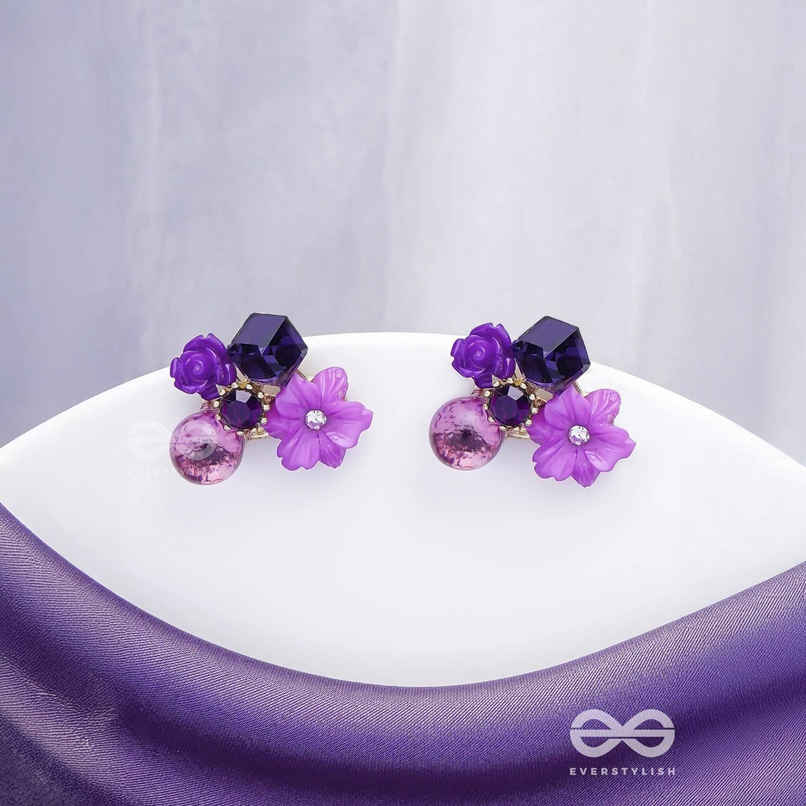Everstylish Lilac Lovebuds - Golden Embellished Stud Earrings