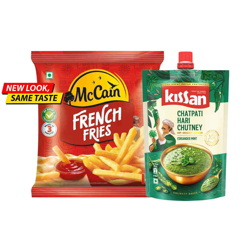 Mccain French Fries | Crispy & Ready To Cook (420g) & Kissan Chatpati Hari Chutney Doy (200g) Combo