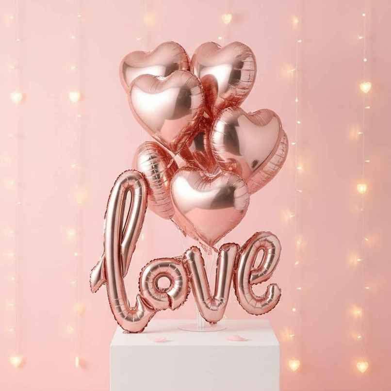 Rose Gold Love Foil Balloons For Decoration