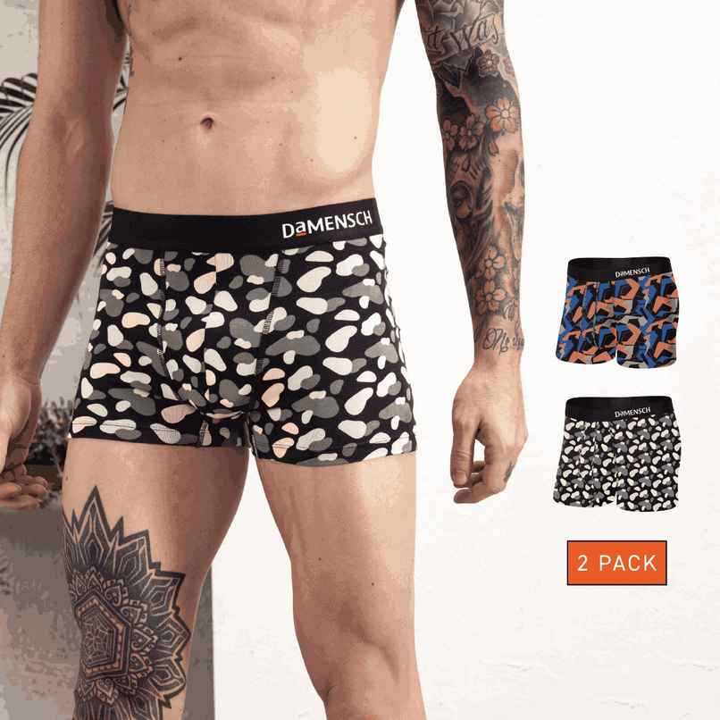 DaMENSCH Men's Modal Trunks | Black and Blue - XL
