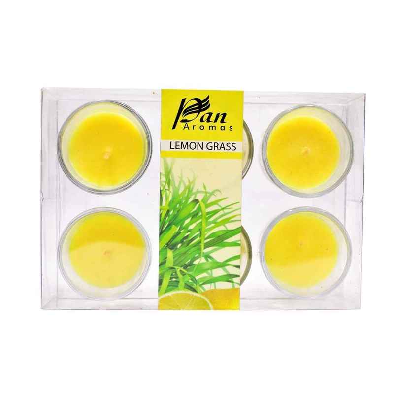 Votive Glass Candles | Lemon Grass | Pack of 6 | Pan Aromas