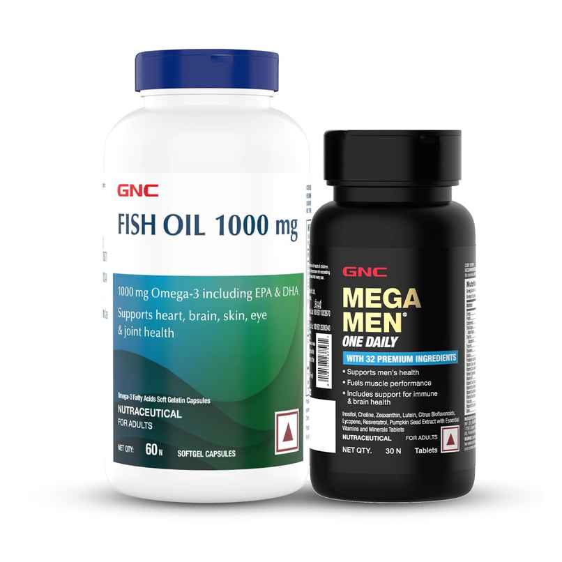 GNC Fish Oil for Men & Women (60 Softgels) + GNC Mega Men One Daily Multivitamin for Men 30 Tablets