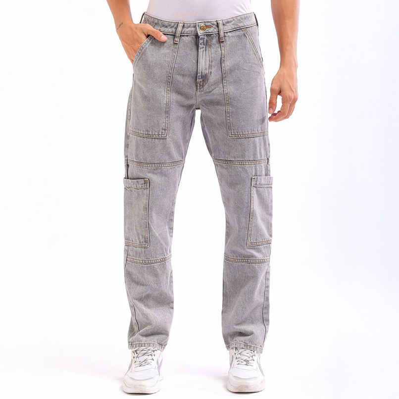 The Indian Garage Co Men's Regular Fit Solid Casual | Grey - 30 The Indian Garage Co Men's Regular Fit Solid Casual | Grey - 30