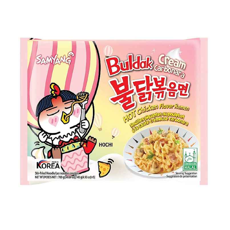 Samyang Korean Buldak Cream Carbonara Hot Chiken Flavor Ramen Stir-Fired Noodle Non Veg Samyang Korean Buldak Cream Carbonara Hot Chiken Flavor Ramen Stir-Fired Noodle Non Veg