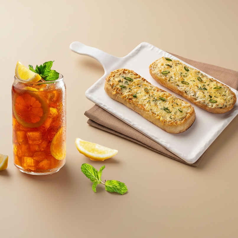 Chili Cheese Toast + Lemon Iced Tea