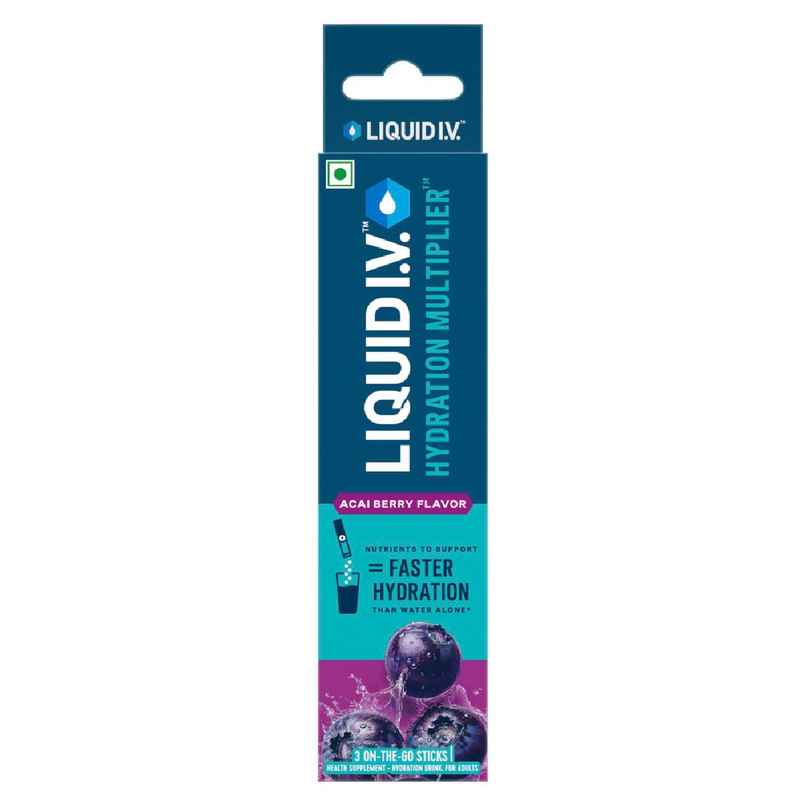 Liquid I.V.Hydration Multiplier-Acai Berry |3 Sticks - 1.5 Ltrs|Hydration Drink Mix Liquid I.V.Hydration Multiplier-Acai Berry |3 Sticks - 1.5 Ltrs|Hydration Drink Mix