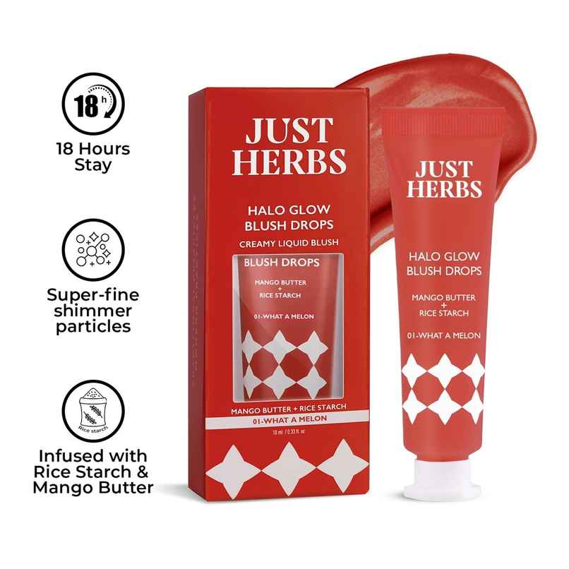 Just Herbs Halo Glow Liquid Dewy Radiance Pigmented Long Stay Blush Drops (What A Melon) Just Herbs Halo Glow Liquid Dewy Radiance Pigmented Long Stay Blush Drops (What A Melon)