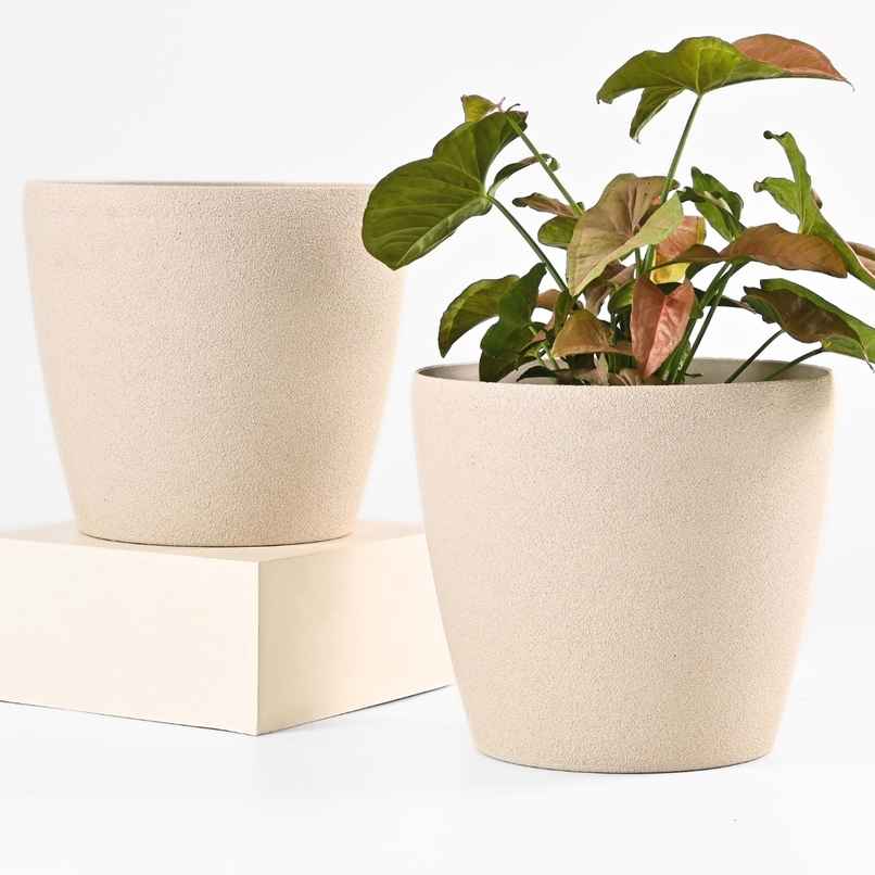 Eha Earth Friendly Deco Self-Watering Planters 9 Inch, 2pcs, Sandcastle | Bamboo Based,UV Protected