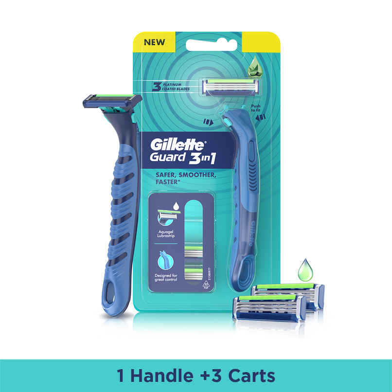 Gillette Guard 3in1 Mens Razor 2 Cartridge 1 Razor