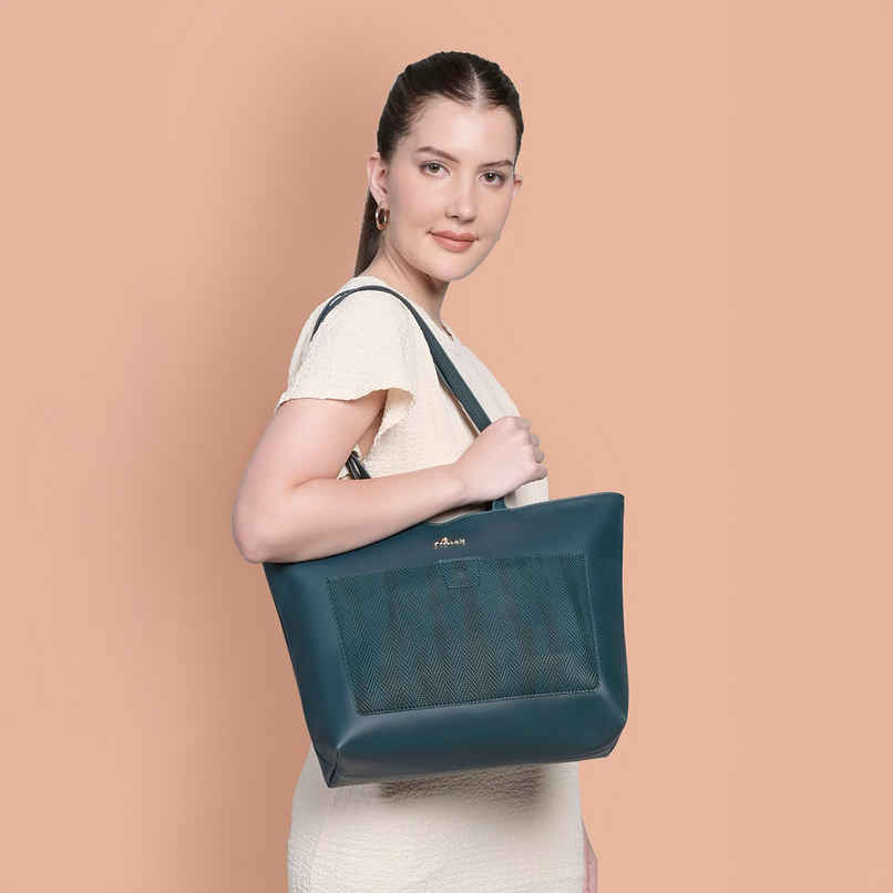 Lavie Women's Synthetic Tote Handbag | Textured Design | Large | Green Lavie Women's Synthetic Tote Handbag | Textured Design | Large | Green