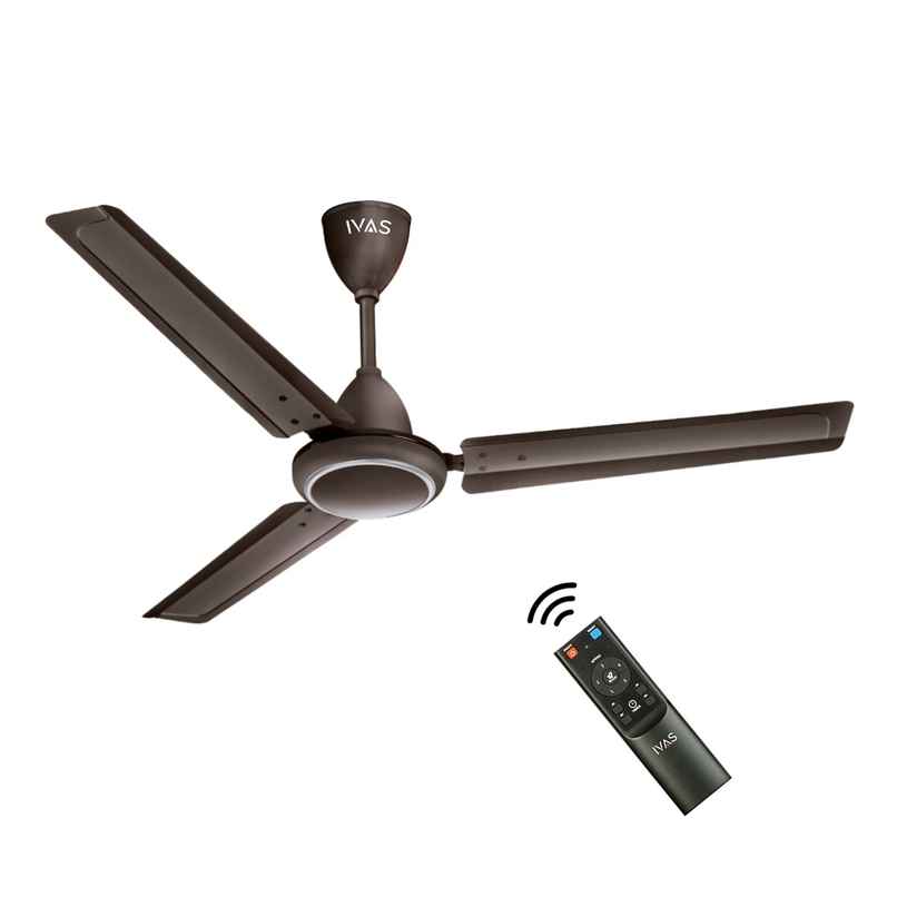 IVAS EcoSaver Prime BLDC Ceiling Fan, 1200mm, 400 RPM, RF Remote Control, BEE 5 Star, Smoky Brown IVAS EcoSaver Prime BLDC Ceiling Fan, 1200mm, 400 RPM, RF Remote Control, BEE 5 Star, Smoky Brown