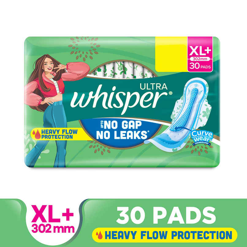Whisper Ultra Upto No Gap No Leaks Sanitary Pads | XL+ Pads (Based on P&G Technical Data) Whisper Ultra Upto No Gap No Leaks Sanitary Pads | XL+ Pads (Based on P&G Technical Data)