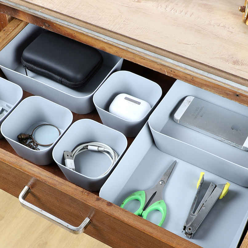 Gluman Drawer Organizer Set | Multipurpose Storage Trays| Grey Gluman Drawer Organizer Set | Multipurpose Storage Trays| Grey