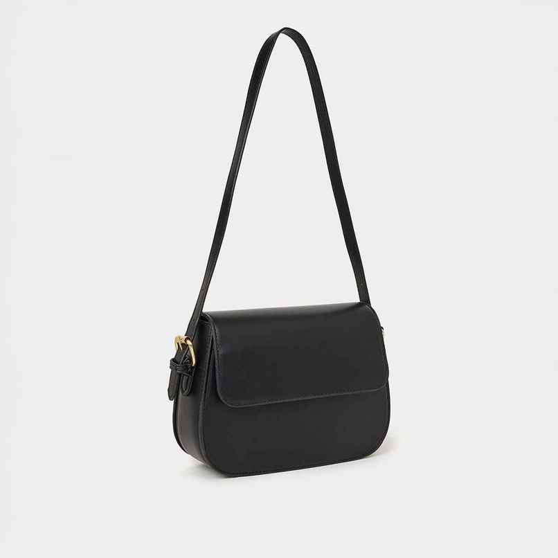Styli Women Black Curve Edge Shoulder Bag Black Free Size