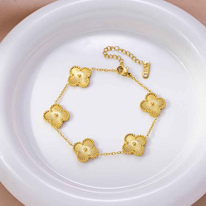 LabelShe Stainless Steel Gold Plated Golden Clover Bracelet | LS-BNG-16171