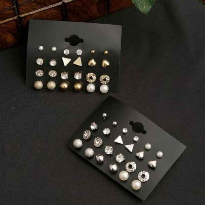 YouBella Jewellery Gold Plated Combo Of 24 Stud Tops Earings For Girls And Women YouBella Jewellery Gold Plated Combo Of 24 Stud Tops Earings For Girls And Women