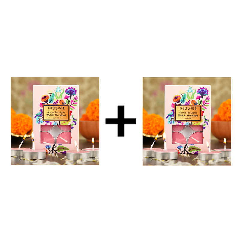 Soulflower Tea Light Candle, Walk In The Wood Combo Soulflower Tea Light Candle, Walk In The Wood Combo