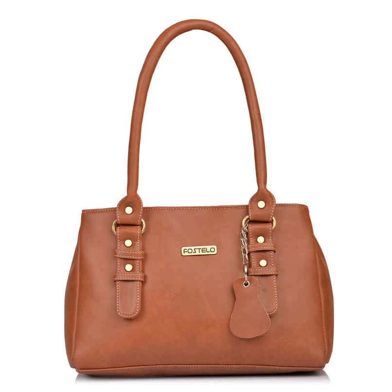 Fostelo Women's Vegan Leather Westside Handbags Shoulder Hobo Bag Ladies Purse | Tan | Large