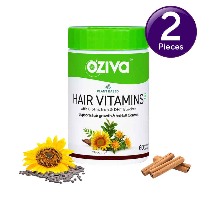 Oziva Hair Vitamins with Biotin, Iron and DHT Blocker for Hair Growth and Hairfall Control