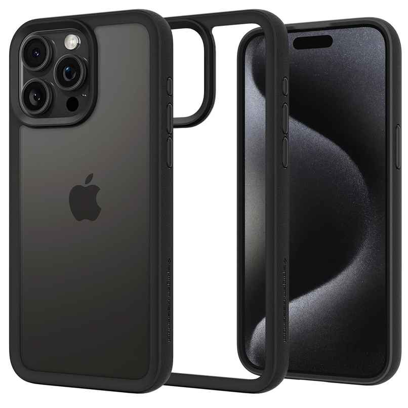 Spigen Essential Sand Crystal Back Cover Case for iPhone 15 Pro Max(TPU +Poly Carbonate|Matte Black)