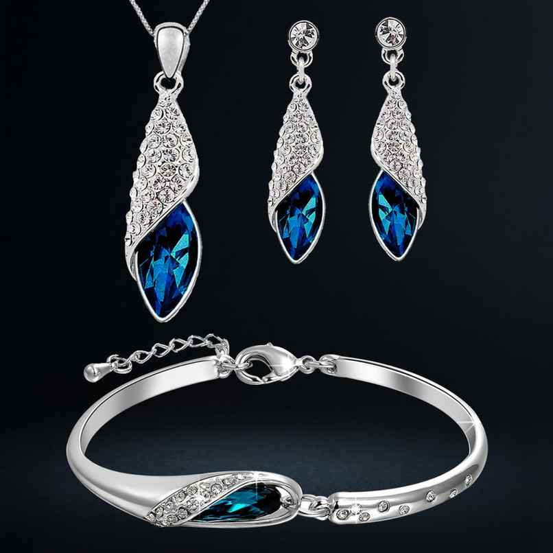 YouBella Combo of Crystal Necklace Set with Earrings & Bracelet for Girls&Women (YBCRS - COMBO - 00023)